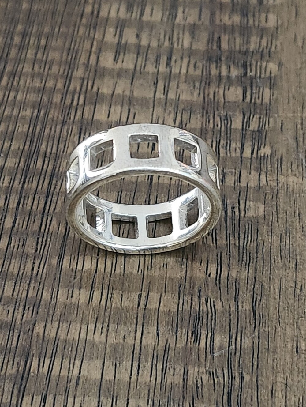 Gucci Vintage Open Square Cutout Ring 925 Silver Unisex Sz 6